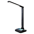 Lorell® LED Smart USB Desk Lamp With Qi Wireless Charger, Dimmable, Black