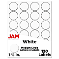 JAM Paper® Circle Label Sticker Seals, 1 2/3", White, Pack Of 120