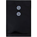 JAM Paper® Open-End Plastic Envelopes, 6 1/4" x 9 1/4", Button & String Closure, Black, Pack Of 12 1 thumbnail image