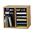 Safco® Wood Adjustable 12-Compartment Literature Organizer, 16"H x 19 1/2"W x 12"D, Gray 1 thumbnail image