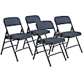 National Public Seating® 2300 Series Deluxe Fabric-Upholstered Triple-Brace Premium Folding Chairs, Imperial Blue, Pack Of 4 Chairs