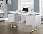 Monarch Specialties Retro-Style 60"W Computer Desk, White 1 thumbnail image