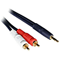 C2G 1.5ft Velocity One 3.5mm Stereo Male to Two RCA Stereo Male Y-Cable - Mini-phone Male - RCA Male - 1.5ft - Blue