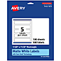 Avery® Permanent Labels With Sure Feed®, 94231-WMP100, Rectangle, 1-1/2" x 7-1/2", White, Pack Of 500