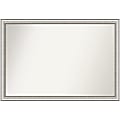 Amanti Art Narrow Non-Beveled Rectangle Framed Bathroom Wall Mirror, 26-1/2" x 38-1/2", Salon Silver