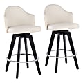 LumiSource Ahoy Fabric Counter Stools, Natural/Charcoal, Set Of 2 Stools