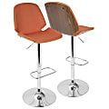 LumiSource Serena Mid-Century Modern Barstool, Orange/Chrome 1 thumbnail image