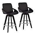 LumiSource Cosmo Faux Leather Counter Stools, Black/Chrome, Set Of 2 1 thumbnail image