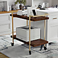 Martha Stewart Liam 2-Tier Office Storage And Printer Cart, Walnut/Polished Brass