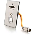 C2G RapidRun Single Gang HD15 + 3.5mm + Keystone Wall Plate - Mounting plate - HD-15, mini-phone stereo 3.5 mm - aluminum - 1-gang 1 thumbnail image