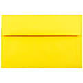 JAM Paper® Booklet Invitation Envelopes, A10, Gummed Seal, 30% Recycled, Yellow, Pack Of 25