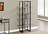 Monarch Specialties 60"H 4-Shelf Metal Bookcase, Dark Taupe/Black