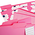 See Jane Work® File Folders, Letter Size, 1/3-Cut Tabs, Pink Print, Pack Of 6