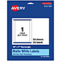 Avery® Permanent Labels With Sure Feed®, 94263-WMP50, Rectangle, 10" x 7", White, Pack Of 50