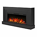 Ameriwood Home Lynnhaven Wide Mantel With Linear Electric Fireplace, 32-11/16"H x 62-7/16"W x 11-13/16"D, Black/White Marble