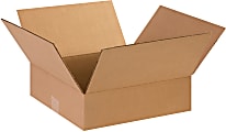 Partners Brand Flat Corrugated Boxes 14" x 14" x 3", Bundle of 25