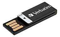 Verbatim® Clip-It USB 2.0 Flash Drive, 16GB, Black, VER43951