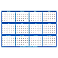 2024 SwiftGlimpse Jumbo Wet/Dry-Erase Laminated Monthly Wall Calendar, 54" x 36", Navy