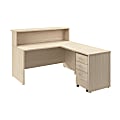 Bush Business Furniture Arrive 60"W L Shaped Reception Desk with Shelf and Mobile File Cabinet, Natural Elm, Standard Delivery 1 thumbnail image