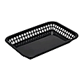 Tablecraft Rectangular Plastic Fast Food Serving Baskets, 1-1/2"H x 8-1/2"W x 11-3/4"D, Black, Pack Of 12 Baskets