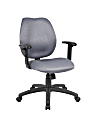 Boss® Contour Back Task Chair With Adjustable Arms, 34 1/2"H x 23"W x 23 1/2"D, Black Frame, Gray Fabric