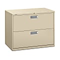 HON® Brigade® 600 36"W x 19-1/4"D Lateral 2-Drawer File Cabinet, Putty