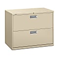 HON® Brigade® 600 36"W x 18"D Lateral 2-Drawer File Cabinet, Putty 1 thumbnail image