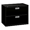 HON® Brigade® 600 36"W x 19-1/4"D Lateral 2-Drawer File Cabinet, Black 1 thumbnail image