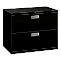HON® Brigade® 600 36"W Lateral 2-Drawer File Cabinet, Metal, Black