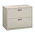 HON® Brigade® 600 36"W Lateral 2-Drawer File Cabinet, Metal, Light Gray
