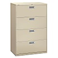 HON® Brigade® 600 36"W x 18"D Lateral 4-Drawer File Cabinet, Putty 1 thumbnail image