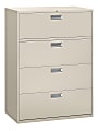 HON® Brigade® 600 36"W Lateral 4-Drawer File Cabinet, Metal, Light Gray