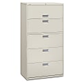 HON® Brigade® 600 36"W x 18"D Lateral 5-Drawer File Cabinet, Light Gray 1 thumbnail image