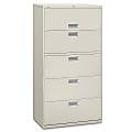 HON® Brigade® 600 36"W x 18"D Lateral 5-Drawer File Cabinet, Light Gray