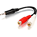 C2G 6in Value Series One 3.5mm Stereo Male To Two RCA Stereo Female Y-Cable - Mini-phone Male Stereo - RCA Female Stereo - Black 1 thumbnail image
