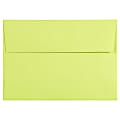 JAM Paper® Booklet Envelopes, #4 Bar (A1), Gummed Seal, Lime Green, Pack Of 25