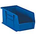 Partners Brand Plastic Stack & Hang Bin Boxes, Small Size, 10 7/8" x 5 1/2" x 5", Blue, Pack Of 12