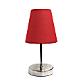 Creekwood Home Nauru Petite Metal Stick Table Lamp, 10-1/2"H, Red Shade/Sand Nickel Base