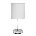 Simple Designs Mini Basic Table Lamp with Fabric Shade, 11"H, White/Chrome