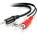 C2G 6ft Value Series One 3.5mm Stereo Male to Two RCA Stereo Male Y-Cable - Mini-phone Male Stereo - RCA Male Stereo - 6ft - Black