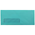 JAM Paper® #10 Single-Window Booklet Envelopes, Bottom Left Window, Gummed Seal, 30% Recycled, Brite Hue Sea Blue, Pack Of 25 1 thumbnail image