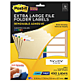 Post-it® Super Sticky Color Removable Inkjet/Laser File Folder Labels, 15/16" x 3 7/16", Assorted Colors, Pack Of 450