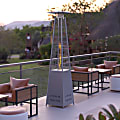 Flash Furniture Sol Stainless-Steel Pyramid 42,000 BTU Outdoor Propane Heater With Wheels, 90"H x 22-1/4"W x 22-1/4"D, Silver