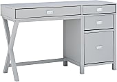 Linon Ari 48"W Home Office Writing Desk With Side Storage, Gray/Silver 1 thumbnail image