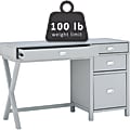 Linon Ari 48 W Home Office Writing Desk With Side Storage NavySilver -  Office Depot
