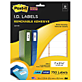 Post-it® Super Sticky Removable Inkjet/Laser I.D. Labels, 1" x 2 5/8", White, Pack Of 750 1 thumbnail image