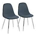LumiSource Pebble Fabric Chairs, Blue/Chrome, Set Of 2 Chairs
