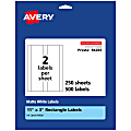 Avery® Permanent Labels, 94265-WMP250, Rectangle, 11" x 3", White, Pack Of 500