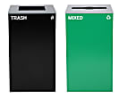 Alpine Industries Stainless-Steel Open Top Mixed Trash Can Set, 30”H x 16-15/16”W x 16-15/16”D, Black/Green - ALP4450BLKKIT11 1 thumbnail image