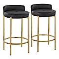 LumiSource Chloe Counter Stools, Black/Gold, Set Of 2 Stools